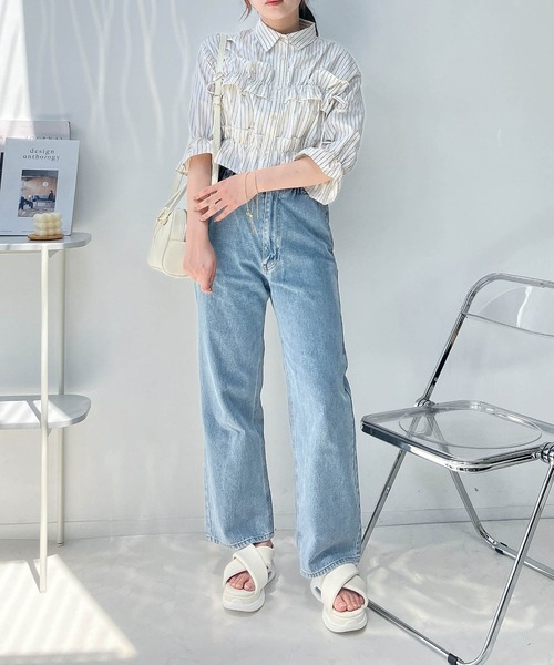 AS KNOW AS plus(アズノゥアズプラス)の「●サイドリボン フリル5分袖ブラウス(シャツ/ブラウス・レディース・サックスブルー/オフホワイト/イエロー系/ピンク系・FREE)」の20枚目の写真