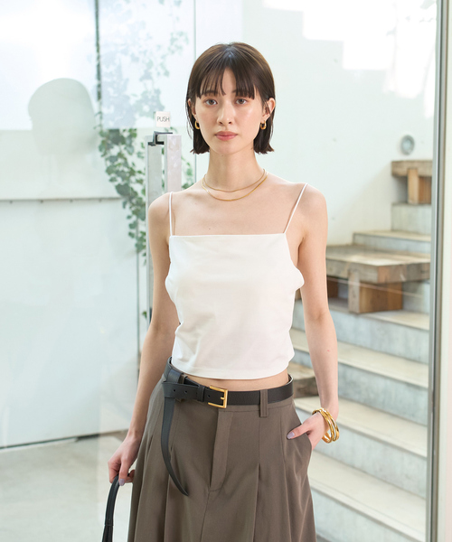 Rouge vif（ルージュヴィフ）の「サイドテープカップ付きキャミ（キャミソール・レディース・ブラック/オフホワイト・フリー）」の5枚目の写真