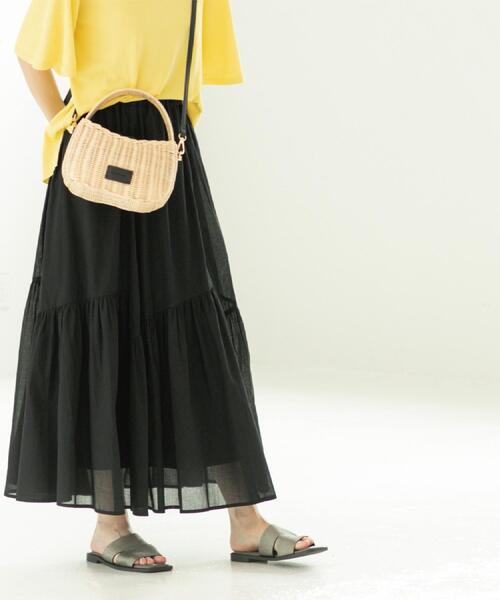 OPAQUE.CLIP(オペークドットクリップ)の「ギャザーフレアスカート/オーガニックコットン混【洗濯機洗い可】(スカート・レディース・グリーン系その他2/ホワイト系8/ブラック/レッド系・38/40/42)」の3枚目の写真