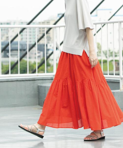 OPAQUE.CLIP(オペークドットクリップ)の「ギャザーフレアスカート/オーガニックコットン混【洗濯機洗い可】(スカート・レディース・グリーン系その他2/ホワイト系8/ブラック/レッド系・38/40/42)」の11枚目の写真