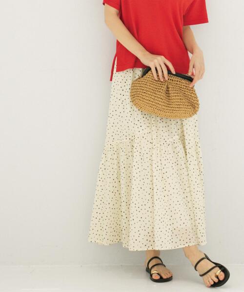 OPAQUE.CLIP(オペークドットクリップ)の「ギャザーフレアスカート/オーガニックコットン混【洗濯機洗い可】(スカート・レディース・グリーン系その他2/ホワイト系8/ブラック/レッド系・38/40/42)」の12枚目の写真