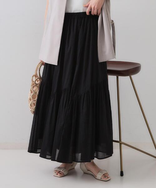 OPAQUE.CLIP(オペークドットクリップ)の「ギャザーフレアスカート/オーガニックコットン混【洗濯機洗い可】(スカート・レディース・グリーン系その他2/ホワイト系8/ブラック/レッド系・38/40/42)」の18枚目の写真