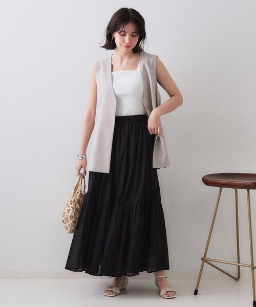 OPAQUE.CLIP(オペークドットクリップ)の「ギャザーフレアスカート/オーガニックコットン混【洗濯機洗い可】(スカート・レディース・グリーン系その他2/ホワイト系8/ブラック/レッド系・38/40/42)」の20枚目の写真