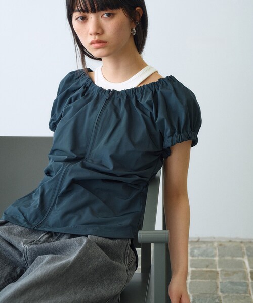 CODE A（コードエー）の「sporty gathered blouse（シャツ/ブラウス・レディース・ライトパープル/ネイビー/ピンク/サックスブルー・00）」の5枚目の写真