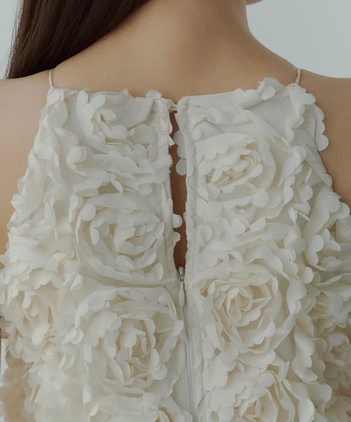 【Eimy istoire 】 ボリュームフラワーモチーフアメスリワンピース ボリュームフラワーモチーフアメスリワンピース