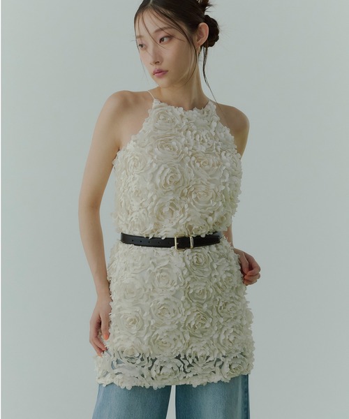 【Eimy istoire 】 ボリュームフラワーモチーフアメスリワンピース ボリュームフラワーモチーフアメスリワンピース（ワンピース）｜EIMY