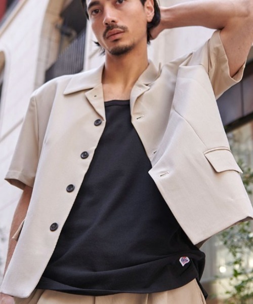 CavariA(キャバリア)の「『CavariA/キャバリア』半袖シャツJKT(シャツ/ブラウス・メンズ・ベージュ/ブラック・L/M)」の2枚目の写真