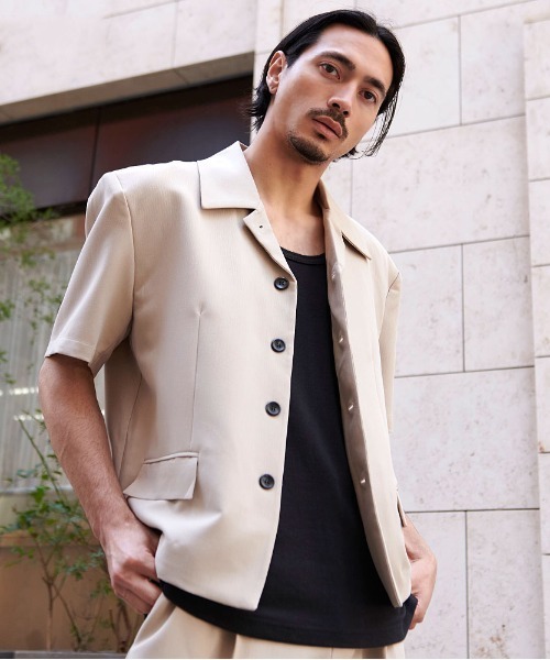 CavariA(キャバリア)の「『CavariA/キャバリア』半袖シャツJKT(シャツ/ブラウス・メンズ・ベージュ/ブラック・L/M)」の6枚目の写真