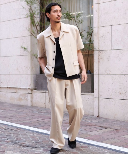 CavariA(キャバリア)の「『CavariA/キャバリア』半袖シャツJKT(シャツ/ブラウス・メンズ・ベージュ/ブラック・L/M)」の7枚目の写真
