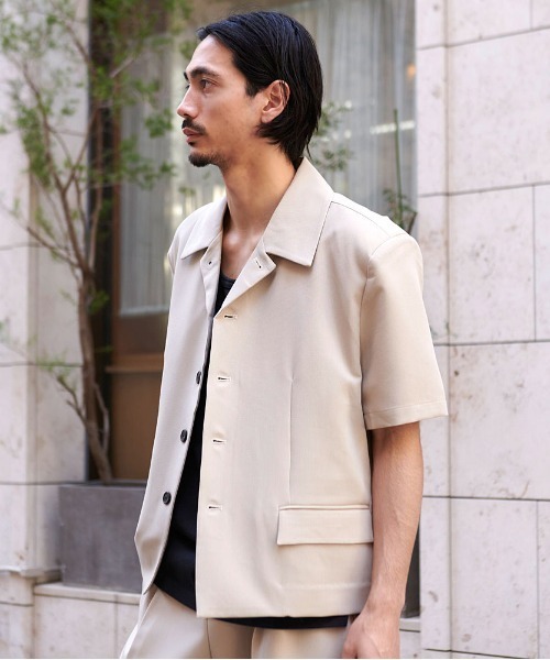 CavariA(キャバリア)の「『CavariA/キャバリア』半袖シャツJKT(シャツ/ブラウス・メンズ・ベージュ/ブラック・L/M)」の8枚目の写真