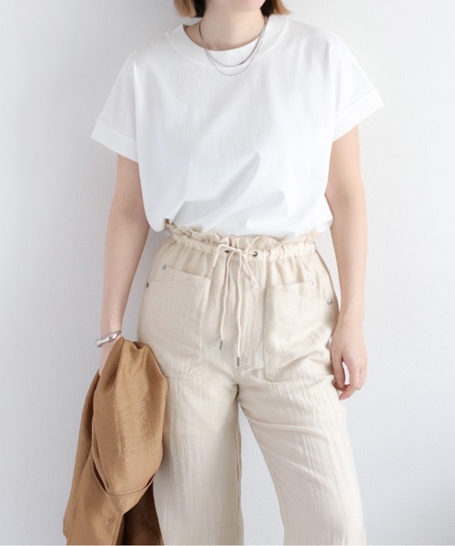 cepo（セポ）の「〈さらっと涼しい、シルキータッチ♪〉シルケットフレンチスリーブTee（Tシャツ/カットソー・レディース・レッド/グリーン/ブラウン/ブラック/オフホワイト・M）」の17枚目の写真