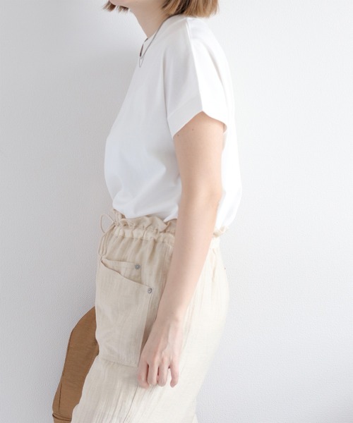 cepo（セポ）の「〈さらっと涼しい、シルキータッチ♪〉シルケットフレンチスリーブTee（Tシャツ/カットソー・レディース・レッド/グリーン/ブラウン/ブラック/オフホワイト・M）」の18枚目の写真