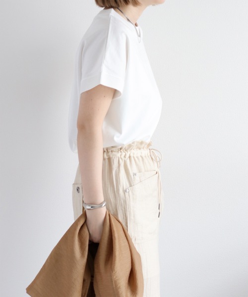 cepo（セポ）の「〈さらっと涼しい、シルキータッチ♪〉シルケットフレンチスリーブTee（Tシャツ/カットソー・レディース・レッド/グリーン/ブラウン/ブラック/オフホワイト・M）」の20枚目の写真