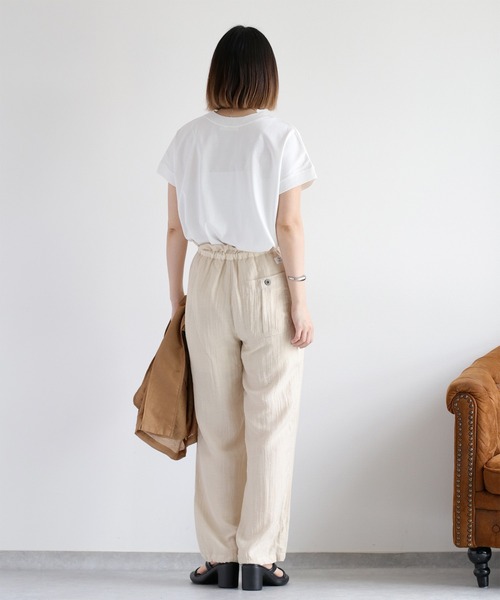 cepo（セポ）の「〈さらっと涼しい、シルキータッチ♪〉シルケットフレンチスリーブTee（Tシャツ/カットソー・レディース・レッド/グリーン/ブラウン/ブラック/オフホワイト・M）」の14枚目の写真