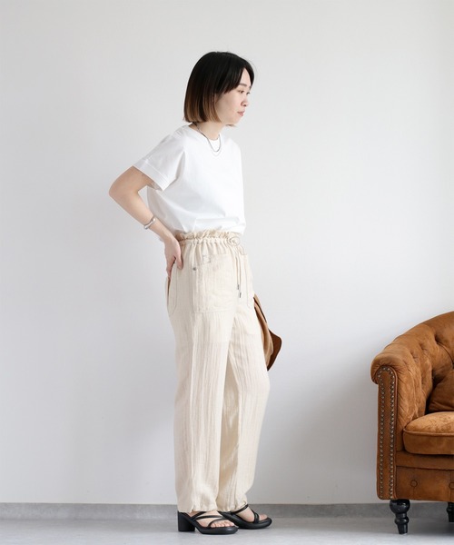 cepo（セポ）の「〈さらっと涼しい、シルキータッチ♪〉シルケットフレンチスリーブTee（Tシャツ/カットソー・レディース・レッド/グリーン/ブラウン/ブラック/オフホワイト・M）」の15枚目の写真