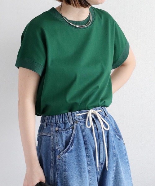 cepo（セポ）の「〈さらっと涼しい、シルキータッチ♪〉シルケットフレンチスリーブTee（Tシャツ/カットソー・レディース・レッド/グリーン/ブラウン/ブラック/オフホワイト・M）」の10枚目の写真