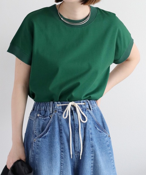 cepo（セポ）の「〈さらっと涼しい、シルキータッチ♪〉シルケットフレンチスリーブTee（Tシャツ/カットソー・レディース・レッド/グリーン/ブラウン/ブラック/オフホワイト・M）」の11枚目の写真