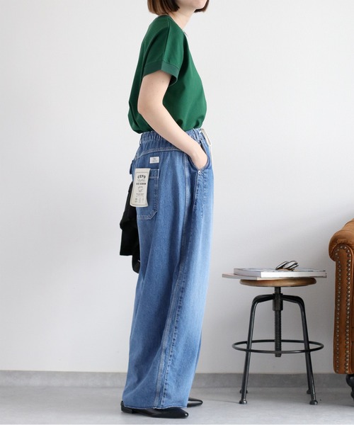 cepo（セポ）の「〈さらっと涼しい、シルキータッチ♪〉シルケットフレンチスリーブTee（Tシャツ/カットソー・レディース・レッド/グリーン/ブラウン/ブラック/オフホワイト・M）」の8枚目の写真