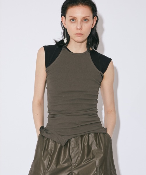 beautiful people（ビューティフルピープル）の「double-end dry touchjersey rib tank top（タンクトップ・レディース・チャコール/オリーブ/ブラック・36）」の13枚目の写真