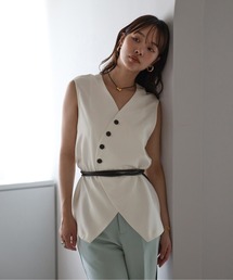 【動画あり】asymmetry vest with belt / ベルト付きアシンメトリーベスト