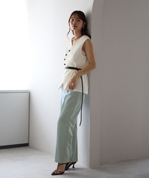 セール】【動画あり】asymmetry vest with belt / ベルト付き