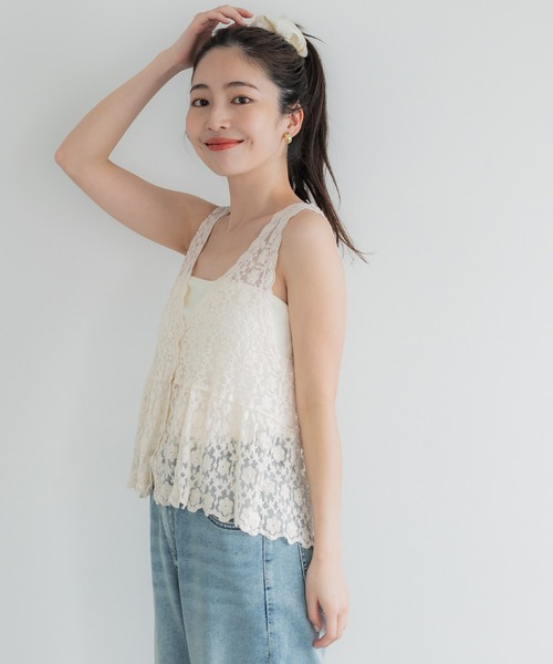 coca（coca）（コカ）の「【WEB限定セール】レースベスト（ベスト・レディース・ブラウン/アイボリー・ONE SIZE）」の6枚目の写真