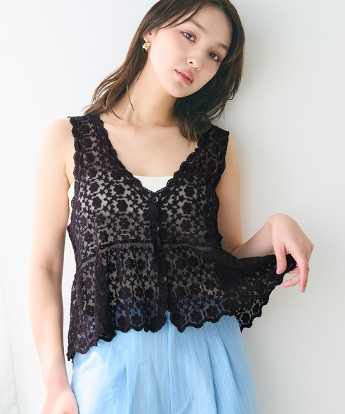 coca（coca）（コカ）の「【WEB限定セール】レースベスト（ベスト・レディース・ブラウン/アイボリー・ONE SIZE）」の19枚目の写真