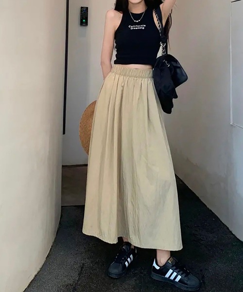Asterellivi（アステレリビ）の「さらっと履けるロングスカート（スカート・レディース・ベージュ/ブラック/チャコールグレー/グレー・FREE）」の4枚目の写真