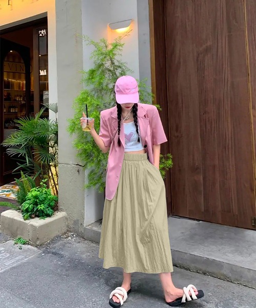 Asterellivi（アステレリビ）の「さらっと履けるロングスカート（スカート・レディース・ベージュ/ブラック/チャコールグレー/グレー・FREE）」の8枚目の写真