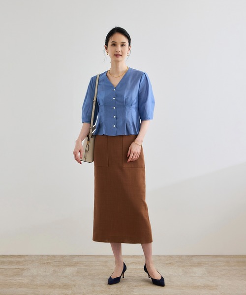 ROPE'（ロペ）の「【洗える・羽織にもなる】Vネック5分袖パフスリーブブラウス（シャツ/ブラウス・レディース・ホワイト系その他2/ブラック/ブルー系その他4/ホワイト系その他・FREE）」の16枚目の写真