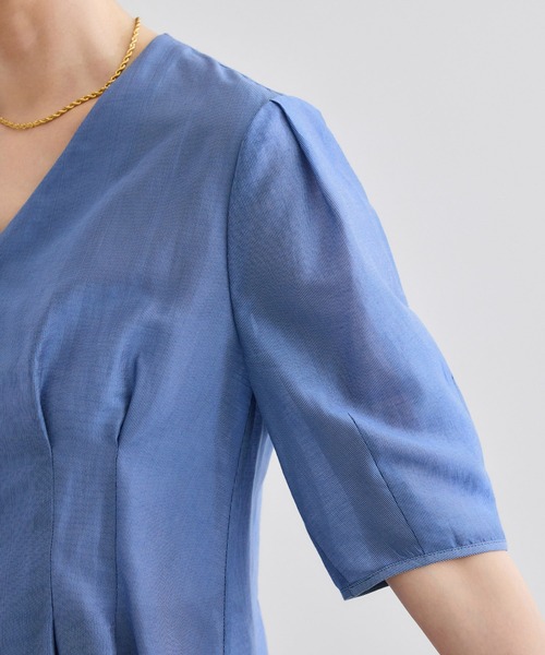 ROPE'（ロペ）の「【洗える・羽織にもなる】Vネック5分袖パフスリーブブラウス（シャツ/ブラウス・レディース・ホワイト系その他2/ブラック/ブルー系その他4/ホワイト系その他・FREE）」の9枚目の写真