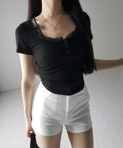 me+em select(ミームセレクト)の「【 2color 】ストラップダブルリボンスクエアネックTシャツ / strap double ribbon square neck T-shirt(Tシャツ/カットソー・レディース・ブラック/ホワイト・FREE)」の16枚目の写真