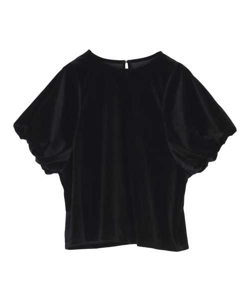 titivate（ティティベイト）の「シアーベロアバルーンスリーブトップス（Tシャツ/カットソー・レディース・グリーン/ブラウン/アイボリー/グレイッシュベージュ/ブラック・L/M/S）」の7枚目の写真