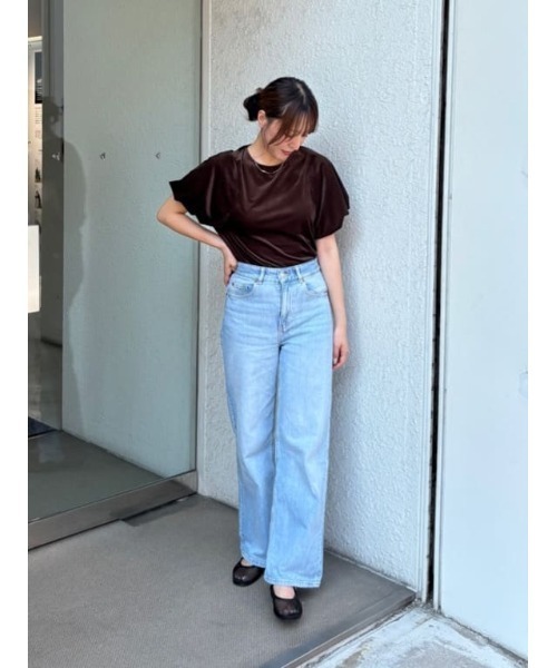titivate（ティティベイト）の「シアーベロアバルーンスリーブトップス（Tシャツ/カットソー・レディース・グリーン/ブラウン/アイボリー/グレイッシュベージュ/ブラック・L/M/S）」の13枚目の写真