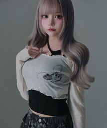 Diable baiser（ディアブルベーゼ）の「透けトップス×キャミ2点セット（Tシャツ/カットソー）」