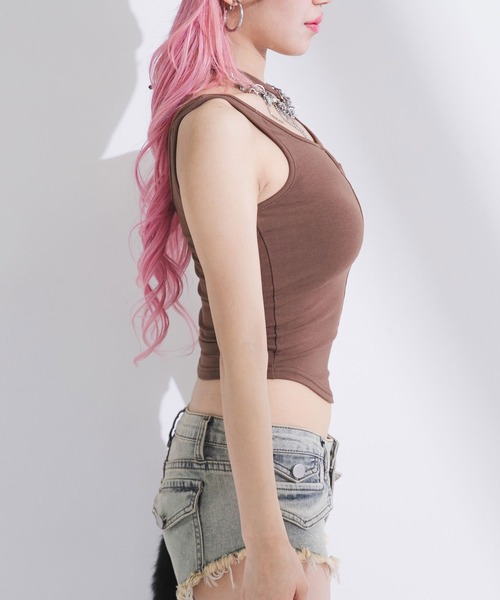 Diable baiser(ディアブルベーゼ)の「透けトップス×キャミ2点セット(Tシャツ/カットソー・レディース・ホワイト/ブルー/ピンク・FREE)」の17枚目の写真