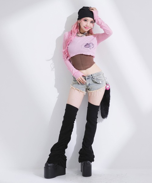 Diable baiser(ディアブルベーゼ)の「透けトップス×キャミ2点セット(Tシャツ/カットソー・レディース・ホワイト/ブルー/ピンク・FREE)」の6枚目の写真