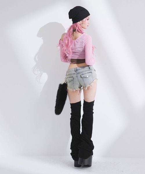 Diable baiser(ディアブルベーゼ)の「透けトップス×キャミ2点セット(Tシャツ/カットソー・レディース・ホワイト/ブルー/ピンク・FREE)」の7枚目の写真
