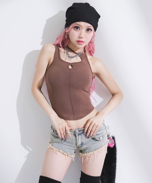 Diable baiser(ディアブルベーゼ)の「透けトップス×キャミ2点セット(Tシャツ/カットソー・レディース・ホワイト/ブルー/ピンク・FREE)」の8枚目の写真