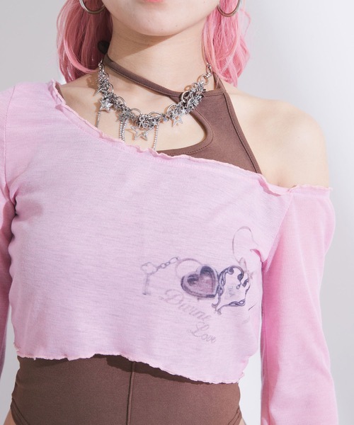 Diable baiser(ディアブルベーゼ)の「透けトップス×キャミ2点セット(Tシャツ/カットソー・レディース・ホワイト/ブルー/ピンク・FREE)」の12枚目の写真