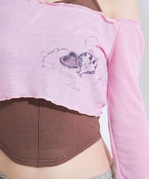 Diable baiser(ディアブルベーゼ)の「透けトップス×キャミ2点セット(Tシャツ/カットソー・レディース・ホワイト/ブルー/ピンク・FREE)」の14枚目の写真