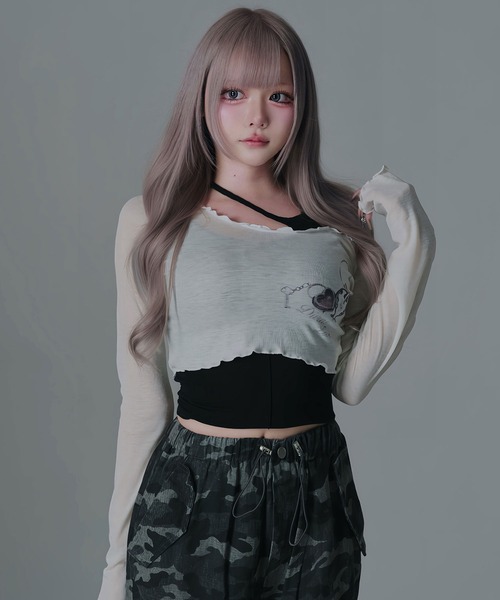 Diable baiser(ディアブルベーゼ)の「透けトップス×キャミ2点セット(Tシャツ/カットソー・レディース・ホワイト/ブルー/ピンク・FREE)」の22枚目の写真