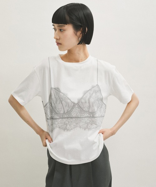 PROTAGONISTA（プロタゴニスタ）の「【PROTAGONISTA(プロタゴニスタ)】別注 LANGELIE TEE（Tシャツ/カットソー・レディース・ホワイト/ライトグレー・FREE）」の2枚目の写真