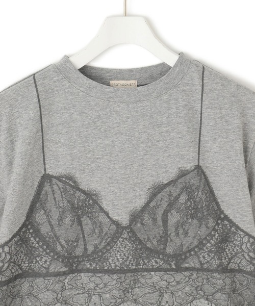 PROTAGONISTA（プロタゴニスタ）の「【PROTAGONISTA(プロタゴニスタ)】別注 LANGELIE TEE（Tシャツ/カットソー・レディース・ホワイト/ライトグレー・FREE）」の5枚目の写真