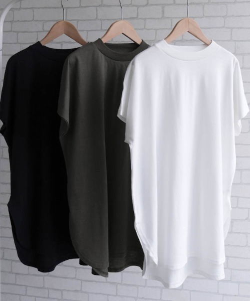 aquagarage(アクアガレージ)の「ロング丈ラウンドヘムカットソー(Tシャツ/カットソー・レディース・ネイビー/チャコール/オフホワイト・FREE)」の8枚目の写真