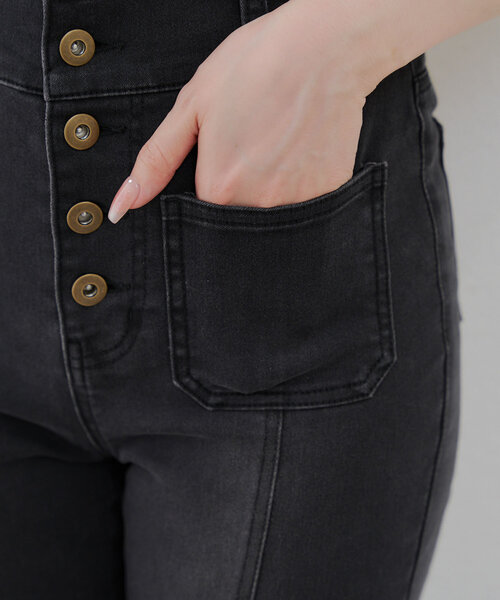 Another Branch olive des olive(アナザーブランチオリーブデオリーブ)の「フロントポッケセミフレアデニム(デニムパンツ・レディース・ブラック/ケミカルウォッシュ・SMALL/MEDIUM)」の10枚目の写真