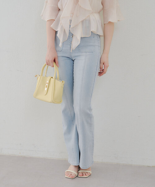 Another Branch olive des olive(アナザーブランチオリーブデオリーブ)の「フロントポッケセミフレアデニム(デニムパンツ・レディース・ブラック/ケミカルウォッシュ・SMALL/MEDIUM)」の12枚目の写真