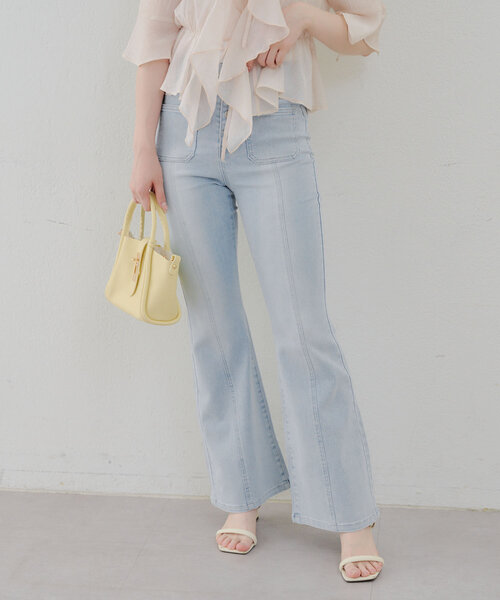 Another Branch olive des olive(アナザーブランチオリーブデオリーブ)の「フロントポッケセミフレアデニム(デニムパンツ・レディース・ブラック/ケミカルウォッシュ・SMALL/MEDIUM)」の13枚目の写真