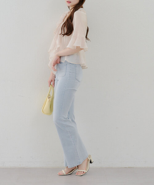 Another Branch olive des olive(アナザーブランチオリーブデオリーブ)の「フロントポッケセミフレアデニム(デニムパンツ・レディース・ブラック/ケミカルウォッシュ・SMALL/MEDIUM)」の20枚目の写真