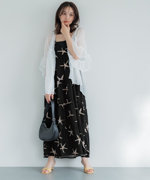 coca（coca）（コカ）の「ヒトデ柄ティアードワンピース（ワンピース・レディース・ブラック・L/M）」の7枚目の写真